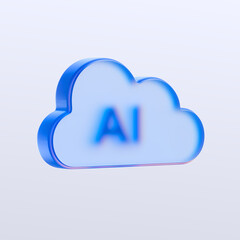 Glass Cloud with Blurred AI Inside, Artificial Intelligence Concept