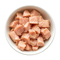 Diced Chicken Breast in Bowl isolated on transparent background