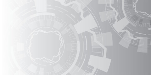Obraz premium Grey white Abstract technology background,Hi tech digital connect, communication, modern