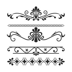 Vintage Line Dividers and Decorative Border Elements Set.