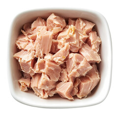 Chunk Tuna in a White Bowl isolated on transparent background