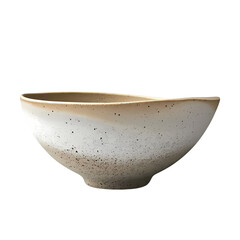 Beige Speckled Ceramic Bowl isolated on transparent background