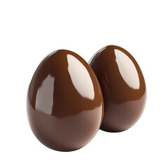 Two Shiny Chocolate Eggs isolated on transparent background