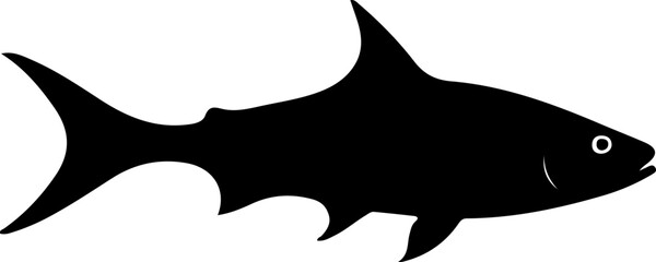 Cobia Fish Silhouette: Vector & Icon for Design, Marine Life & Fishing Themes, and Educational Resources.
