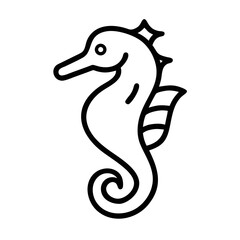 Sea Horse Outline Icon Vector for Marine Life and Ocean Design