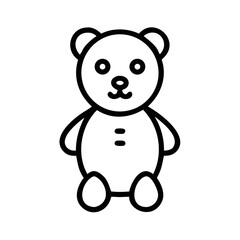 Cute Teddy Bear Icon Vector Outline for Toy and Childhood Themes
