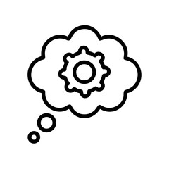 Gear Thought Bubble Icon Vector for Innovation and Idea Concepts