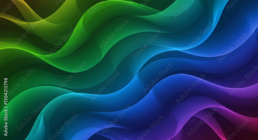 Poster abstract gradient waves: dynamic flow of colors in a smooth, fluid design