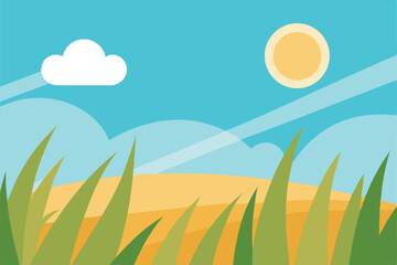 Obraz premium summer landscape with grass and sky