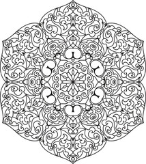 Elegant Mandala Design with Flowing Patterns for Mindful Coloring and Zen