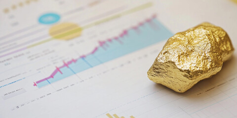 Close-up view of a rough-textured gold bar on analysis paper Generative AI