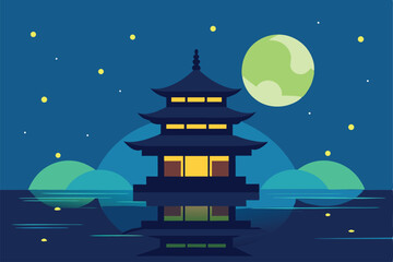 Naklejka premium chinese temple in the night
