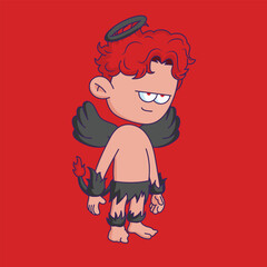 Cartoon-style character illustration with a bored or tired expression.