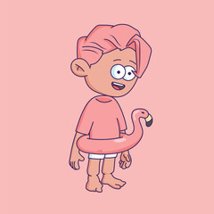 Cartoon-style character illustration with a bored or tired expression.