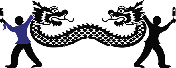 Chinese Dragon Dance Celebration in Festive Vector Style