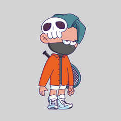 Cartoon-style character illustration with a bored or tired expression.