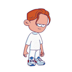 Cartoon-style character illustration with a bored or tired expression.