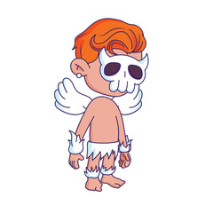 Cartoon-style character illustration with a bored or tired expression.