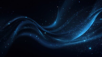 Obraz premium Abstract Blue Nebula: Celestial Waves of Light and Stardust