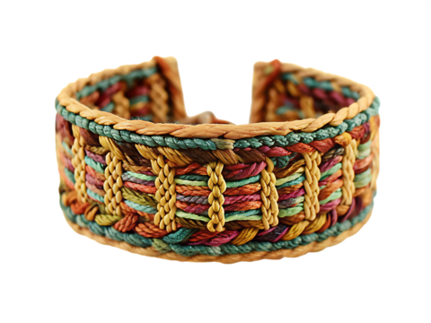 Bohemian Woven Bracelet with Free Form Interlaced F Isolated on Transparent Background  PNG - Powered by Adobe