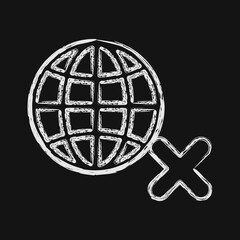 Icon no internet. Internet network elements. Icon in chalk style.