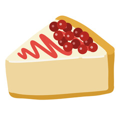 Slice of Cheesecake with Berries – Flat Vector Illustration