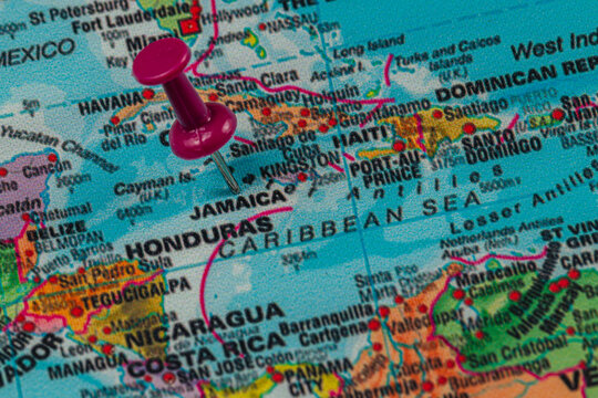 Lviv Ukraine 05.14.25 Exploring the vibrant map of Jamaica in the Caribbean Sea