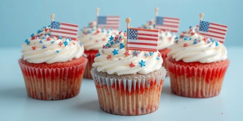 Patriotic Fourth of July Cupcakes Festive Red White Blue Dessert Treats