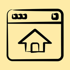Icon homepage. Internet network elements. Icon in hand drawn style.