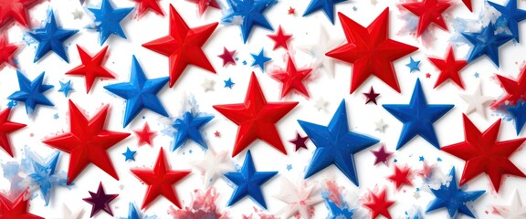 Patriotic Stars Background: Red, White, and Blue Starburst Celebration