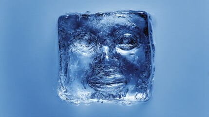 Frozen Face on Blue Background