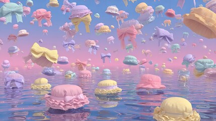 Pastel Jellyfish Floating in Water