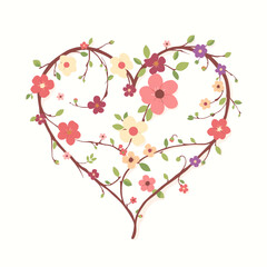 Floral Heart Design: Elegant Spring Flowers Arranged in a Heart Shape
