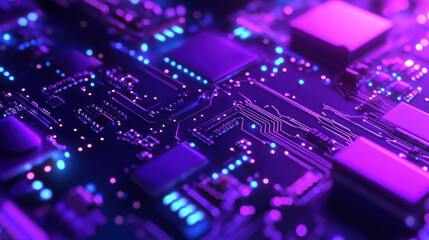 Obraz premium Futuristic circuit board, technology, cyber security, glowing