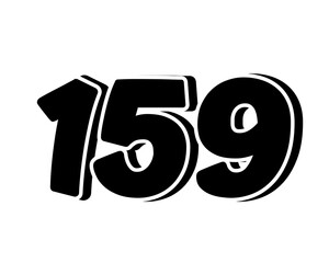 Stylized black number 159 on transparent background, with a bold, 3D appearance and shadow effects for added depth and dimension.