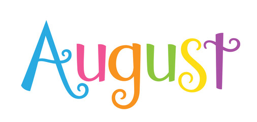 AUGUST colorful hand lettering banner