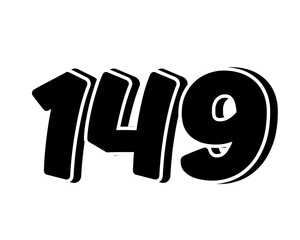 Stylized black number 149 on transparent background, with a bold, 3D appearance and shadow effects for added depth and dimension.