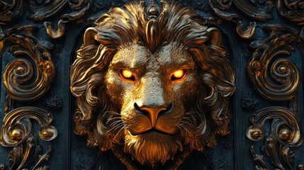 Lion head sculpture detail