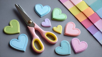 Cute Scissors and Heart Paper Craft Set for Kawaii Style Projects