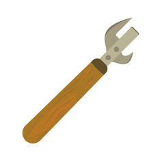 Vintage Can Opener with Wooden Handle Vector Illustration. A detailed and realistic depiction of a vintage style can opener.