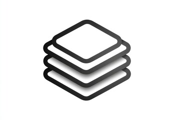 Stacked, outlined squares with a shadow effect.