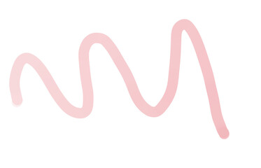 Soft pink brush doodle Wave shape isolated on transparent background