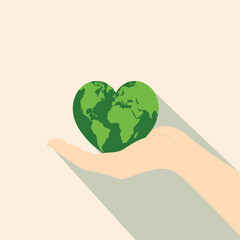 Green Heart Earth in Hand: Environmental Conservation Concept