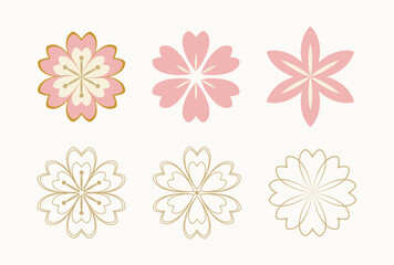 Minimalist Sakura Petal Icons – Elegant Japanese Floral Vector Set