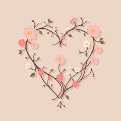 Floral Heart Design: Romantic Spring Blossom Wreath