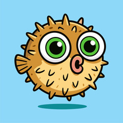 Puffer fish Cartoon Mascot Blow fish Illustrations