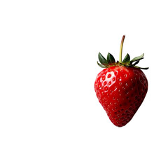Vibrant Red Strawberry CloseUp Photography on Black Background isolated on transparent background