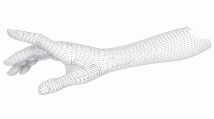 Wireframe of a reaching hand.  Digital design of a hand