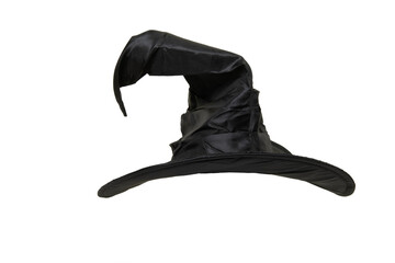 Black  pointy witch hat isolated on a white background
