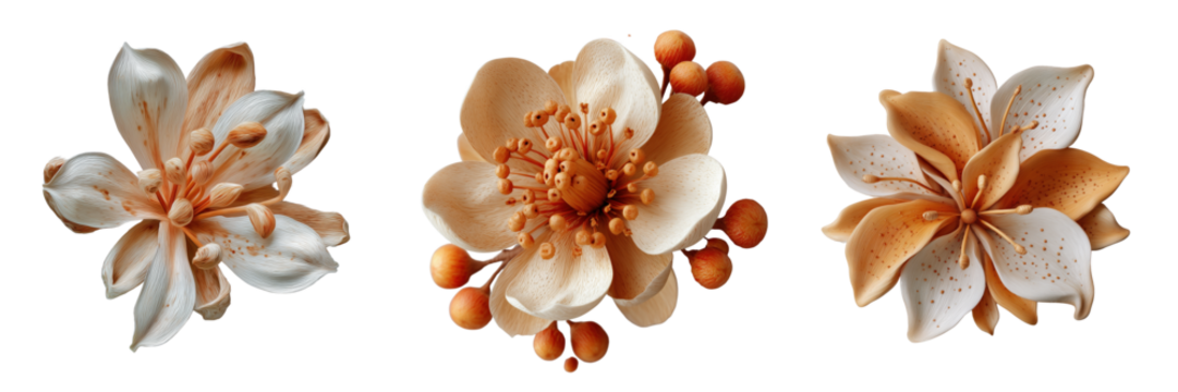 Bright close-up digital floral artwork exquisite arrangements studio on transparent background